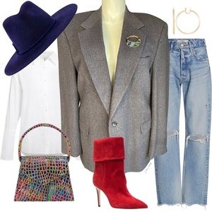 VINTAGE MEN’S OVERSIZED STATEMENT BLAZER W/ VINTAGE BROOCH